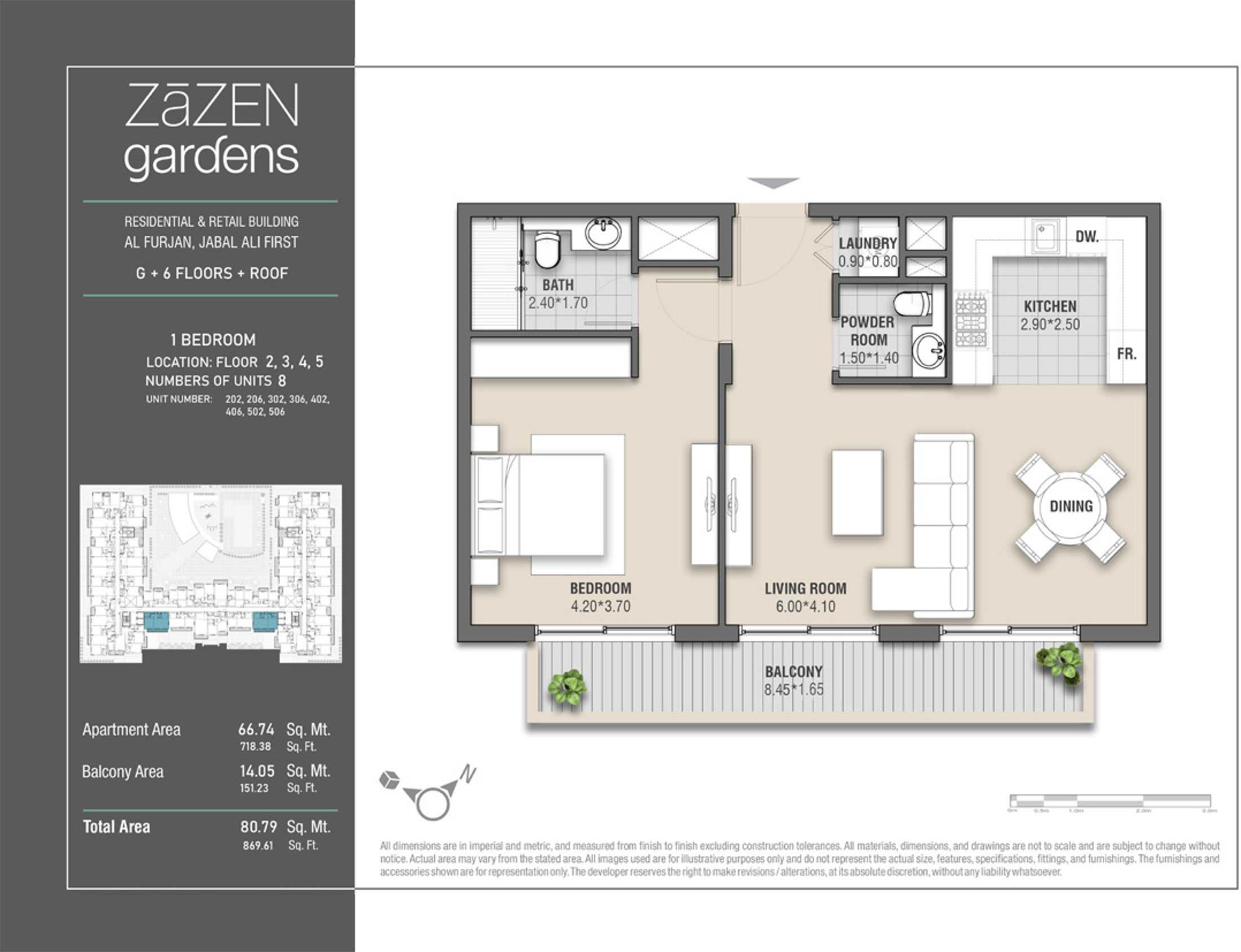 Unit Number 202, 206, 302, 306, 402, 406, 502, 506